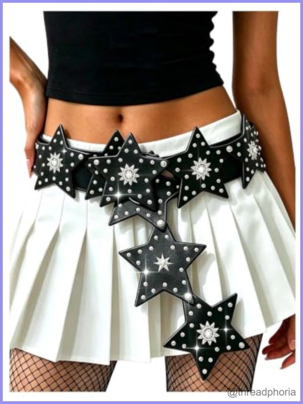 Faux Leather Star Studded Wide Belt Western Cowgirl Waist